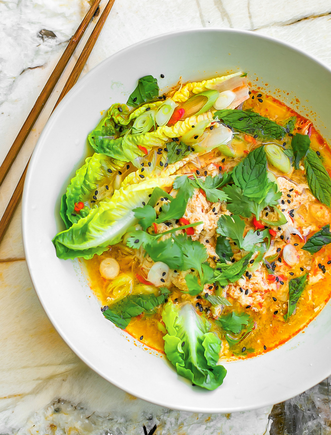 Tom Yum Egg Drop Soup