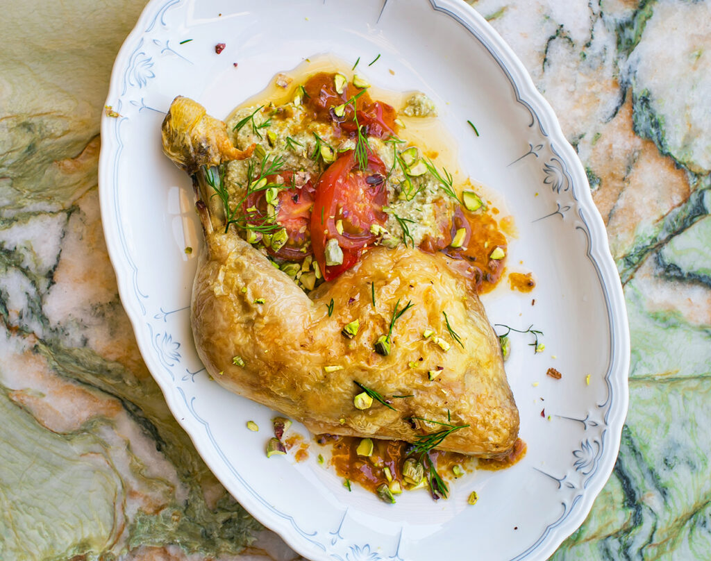 Roast Chicken and Green Feta Sauce Recipe