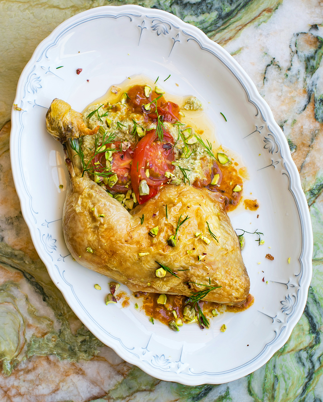 Roast Chicken and Green Feta Sauce Recipe