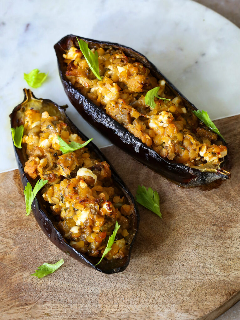 Spiced Feta Stuffed Aubergine Recipe
