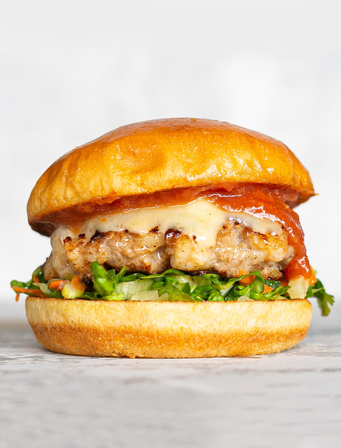 Pork Prawn Lychee Burger