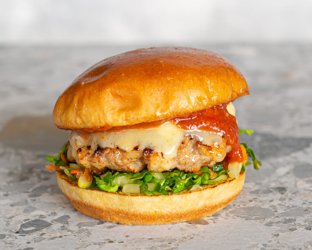 Pork Prawn Lychee Burger