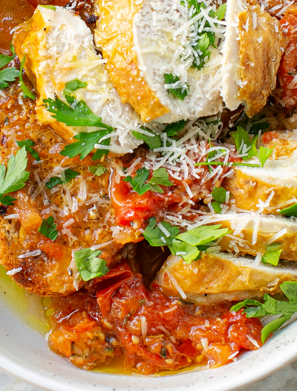 Roast Chicken on Parmesan Crusted Toast