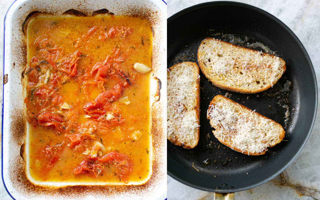 Roast Chicken on Parmesan Crusted Toast