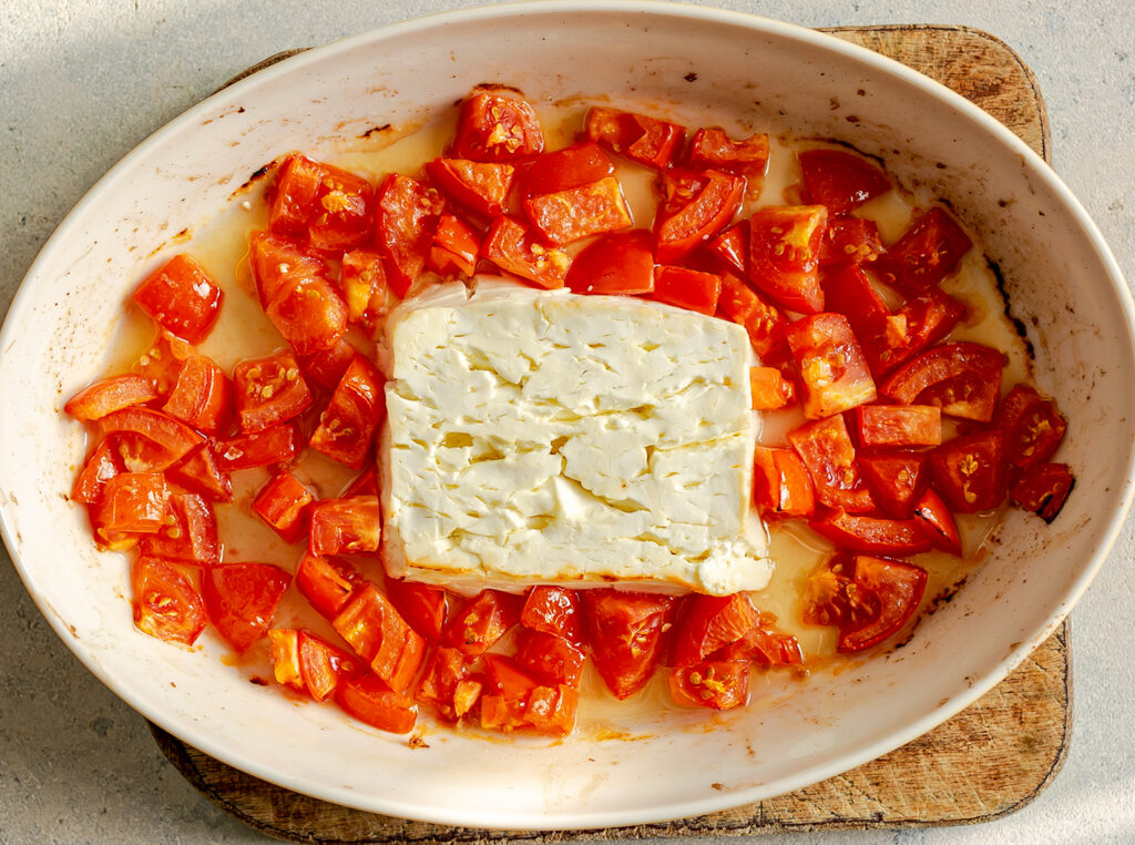 Oven Roasted Green Beans, Tomatoes and Feta