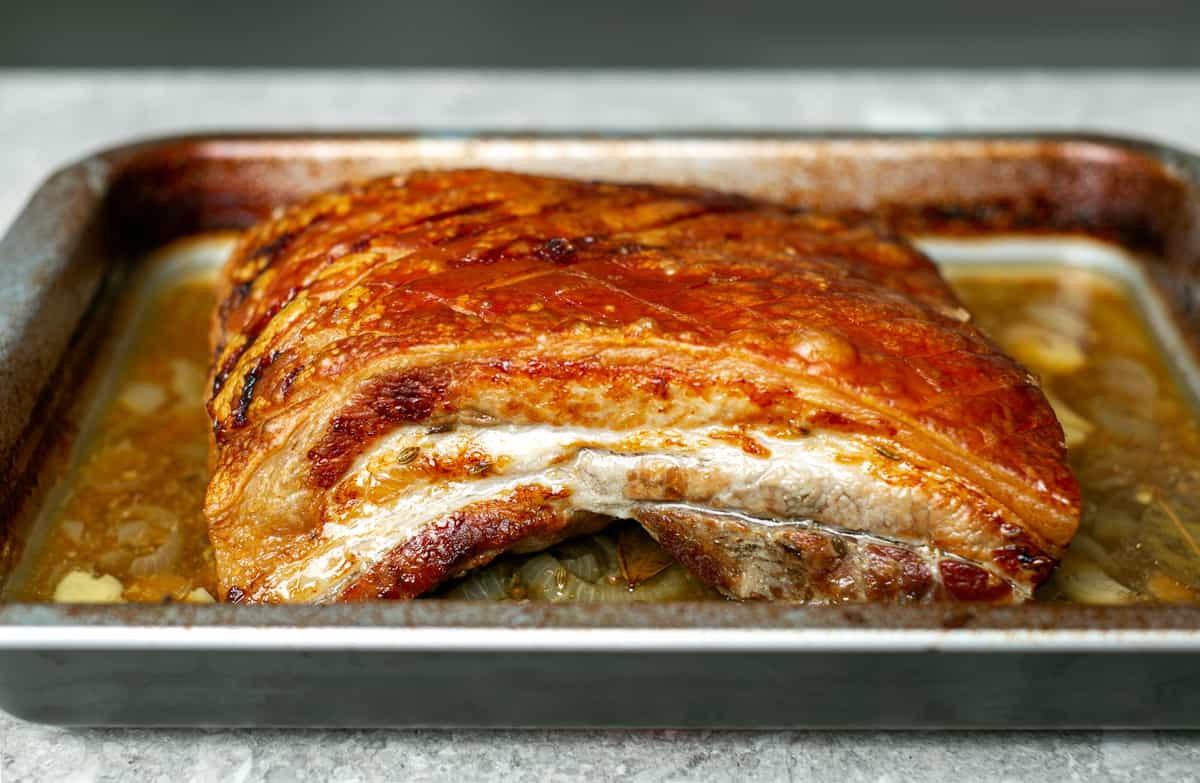 Pork Belly with Spiced Apple Whiskey Sauce