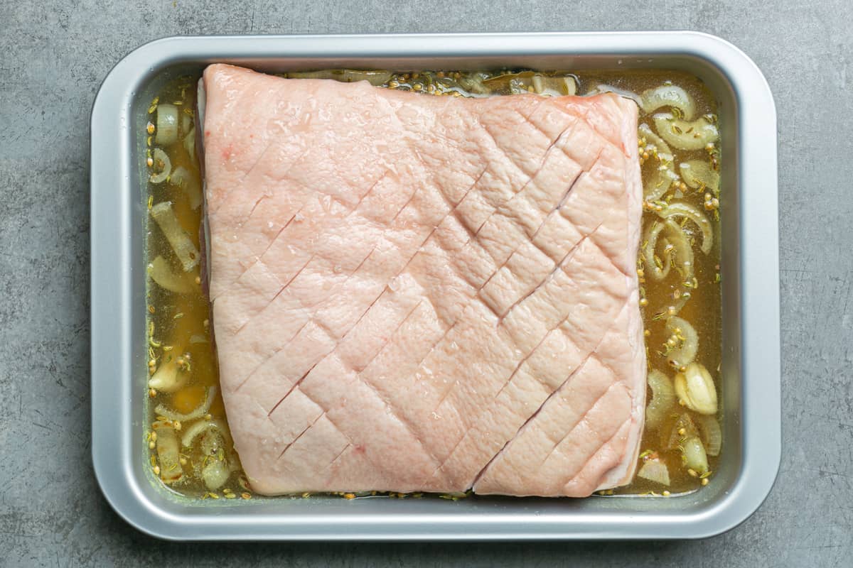 Pork Belly with Spiced Apple Whiskey Sauce