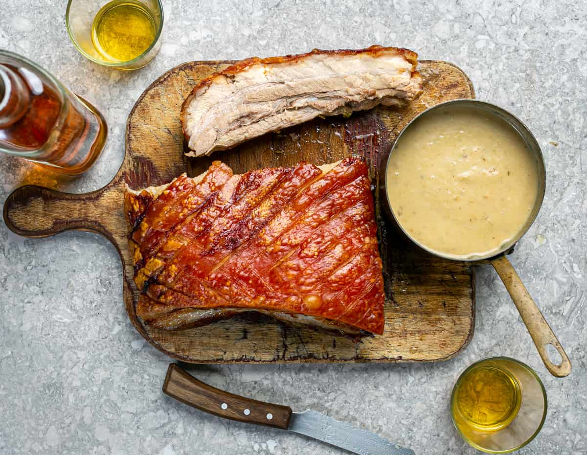 Pork Belly with Spiced Apple Whiskey Sauce